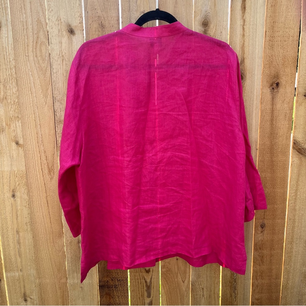 Eileen Fisher Bright Fuchsia Linen Button-Down Tunic 1X - Picture 5 of 5